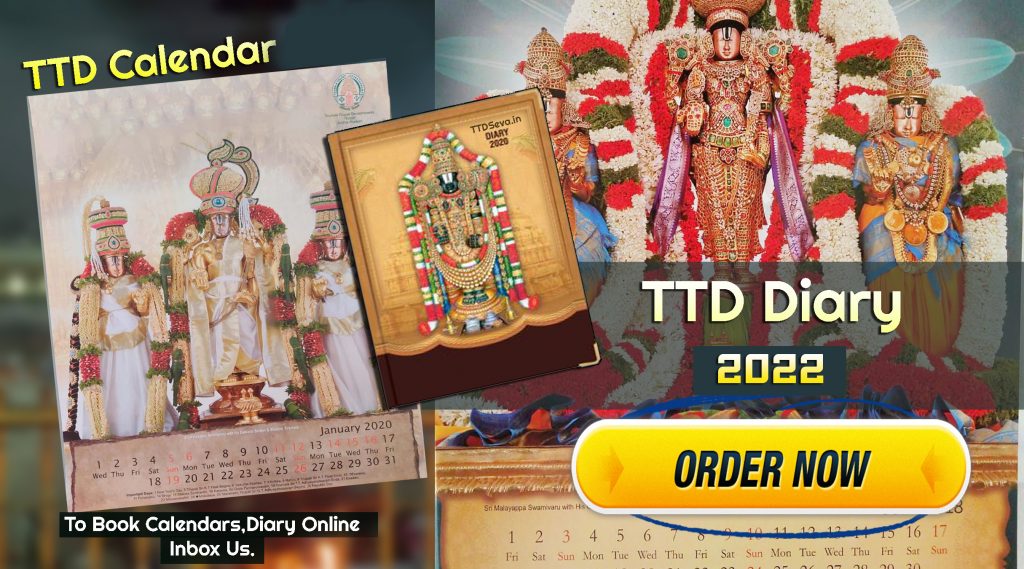 TTD Calendars, Diary Online Booking 2022